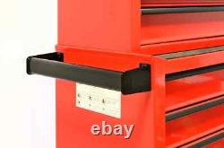 Trolley à outils Hilka, coffre de rangement en métal rouge avec 19 tiroirs, cabinet à roulettes.