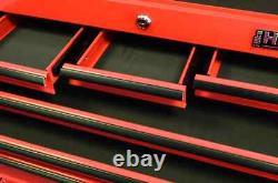 Trolley à outils Hilka, coffre de rangement en métal rouge avec 19 tiroirs, cabinet à roulettes.