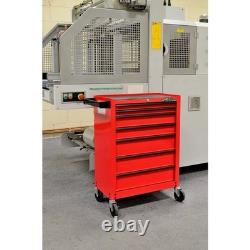 Trolley à outils Hilka, coffre de rangement en métal rouge avec 19 tiroirs, cabinet à roulettes.