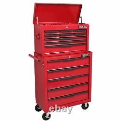 Unité de cabinet à outils combinée avec 14 tiroirs lourds sur roues pour garage et atelier DIY