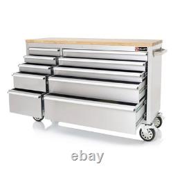 VELUNT 55 Coffre d’atelier à 10 tiroirs en acier inoxydable brossé, armoire à outils, meuble coffre<br/> 



