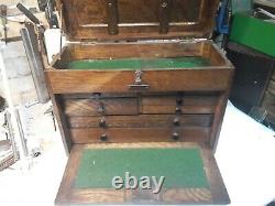 Vintage 1920s Enox 7 Tiroirs Ingénieurs Wood Cabinet Toolmakers Boîte Poitrine Rare Exc