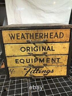 Vtg Weatherhead 4 Tiroir En Métal Armoire Publicité Mancave Garage Industriel