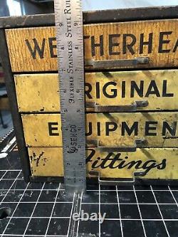 Vtg Weatherhead 4 Tiroir En Métal Armoire Publicité Mancave Garage Industriel