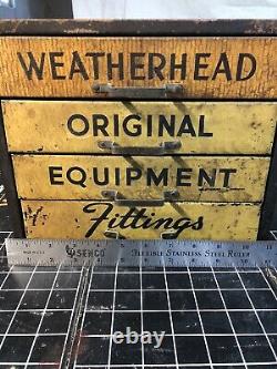 Vtg Weatherhead 4 Tiroir En Métal Armoire Publicité Mancave Garage Industriel