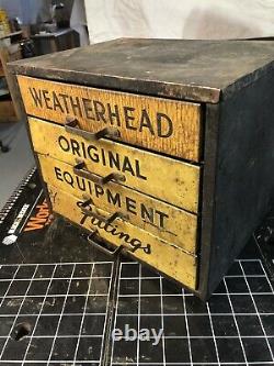 Vtg Weatherhead 4 Tiroir En Métal Armoire Publicité Mancave Garage Industriel