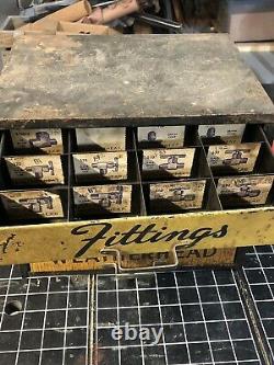 Vtg Weatherhead 4 Tiroir En Métal Armoire Publicité Mancave Garage Industriel