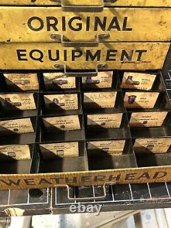 Vtg Weatherhead 4 Tiroir En Métal Armoire Publicité Mancave Garage Industriel