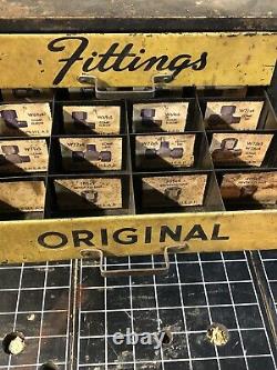 Vtg Weatherhead 4 Tiroir En Métal Armoire Publicité Mancave Garage Industriel